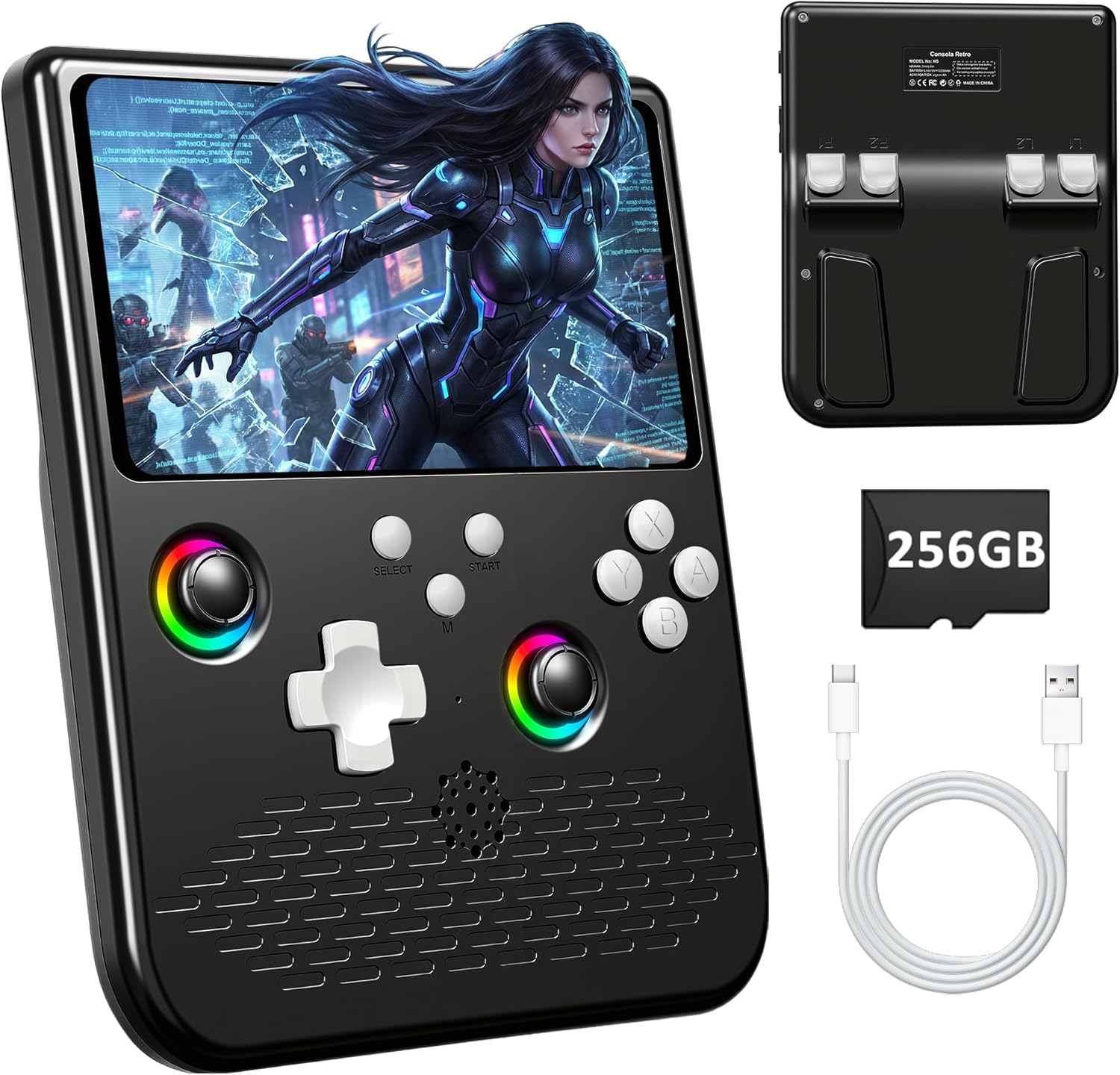H5 Handheld Game Console, 5.0 Inch IPS HD Screen, Portable Video Arcade Build-in 40000+ Classic Games, 256GB TF Card Support 34+ Emulators with 4000mAh Battery