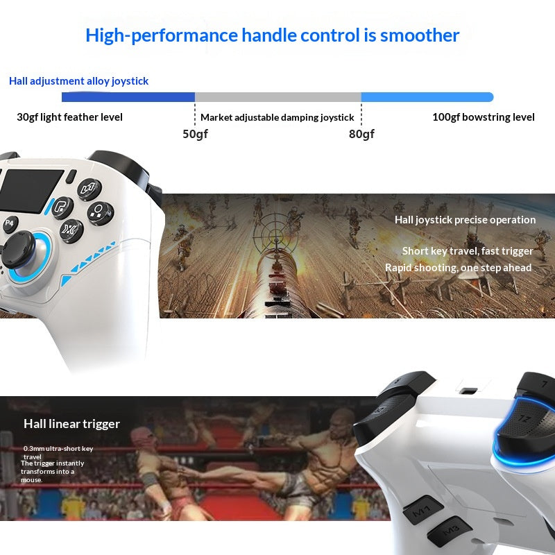 GameXO P4 Wireless Controller with RGB Lights, Hall Effect Triggers, Vibration, Macro Programming Back Buttons, BT PC Steam Game Controller