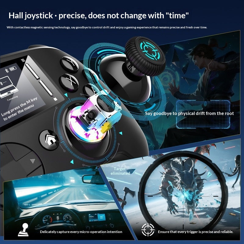 Gamepad with Screen Hall effect joystick, six-axis motion-sensing macro programming, 1000mAh large capacity