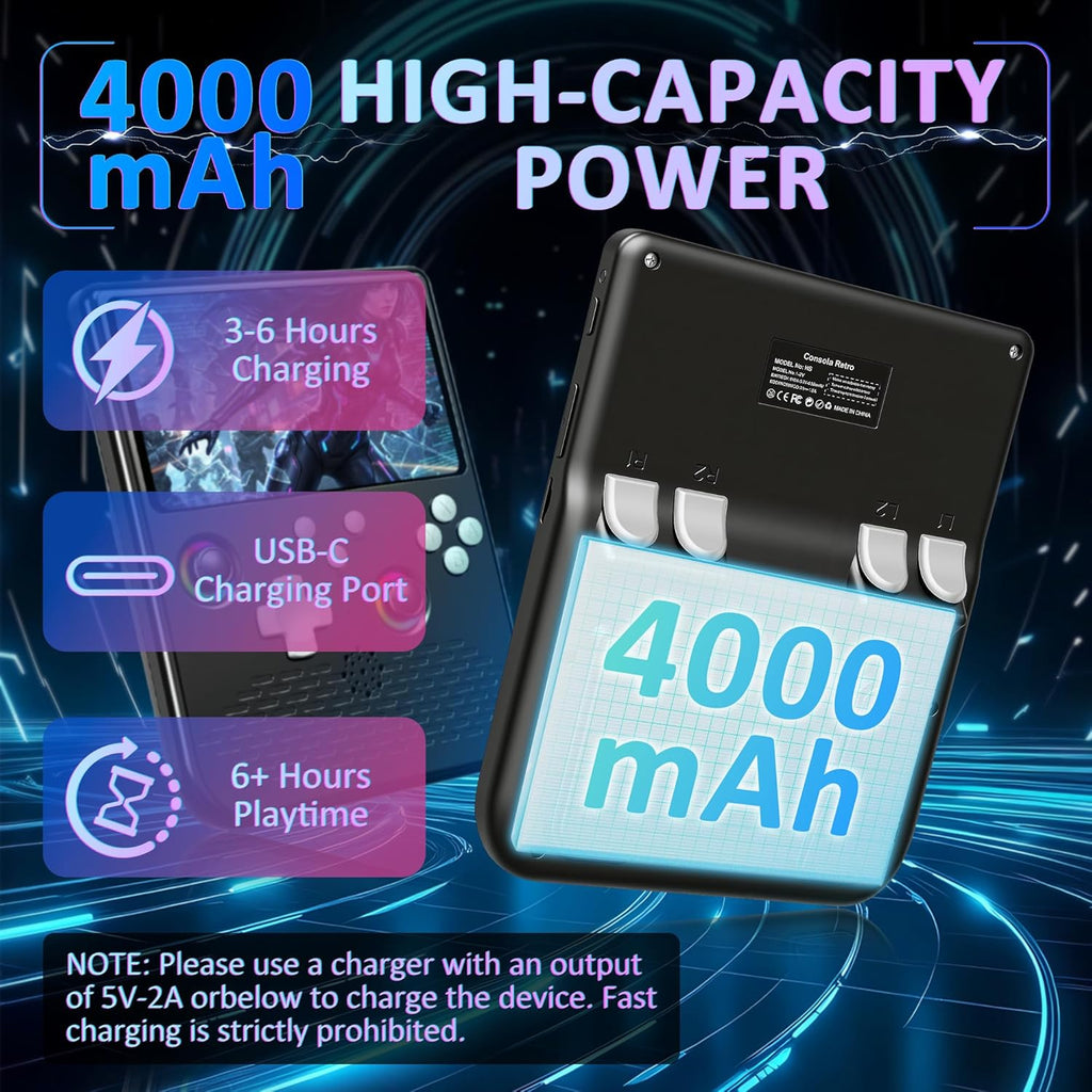 H5 Handheld Game Console, 5.0 Inch IPS HD Screen, Portable Video Arcade Build-in 40000+ Classic Games, 256GB TF Card Support 34+ Emulators with 4000mAh Battery