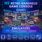 H5 Handheld Game Console, 5.0 Inch IPS HD Screen, Portable Video Arcade Build-in 40000+ Classic Games, 256GB TF Card Support 34+ Emulators with 4000mAh Battery